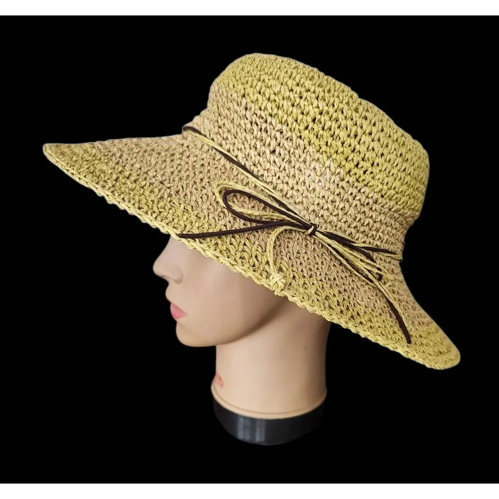Cappelli Women's Wide Brim Woven Paper Rattan Packable‎ Floppy Sun Hat